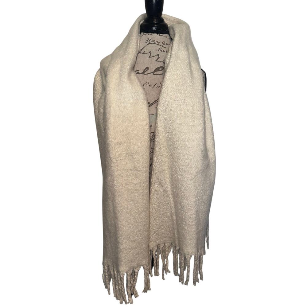 Madewell Super Soft Cream Blanket Scarf Shawl Oversized Fringe Cozy Comfort